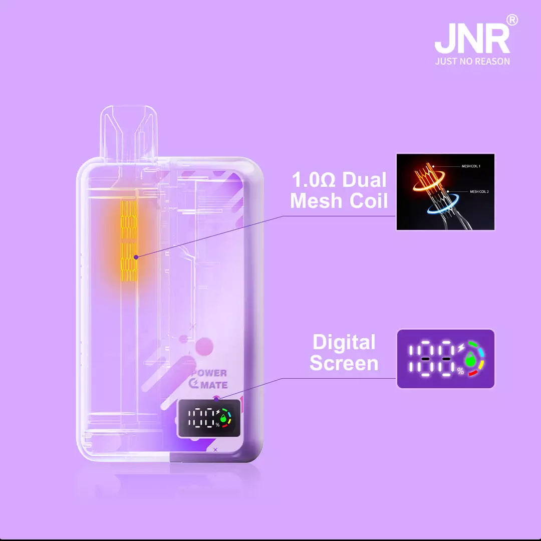 JNR POWER MATE 30000 Puffs Dual Mesh Digital Screen Bulk Buy Rechargeable Disposable Vapes Wholesale