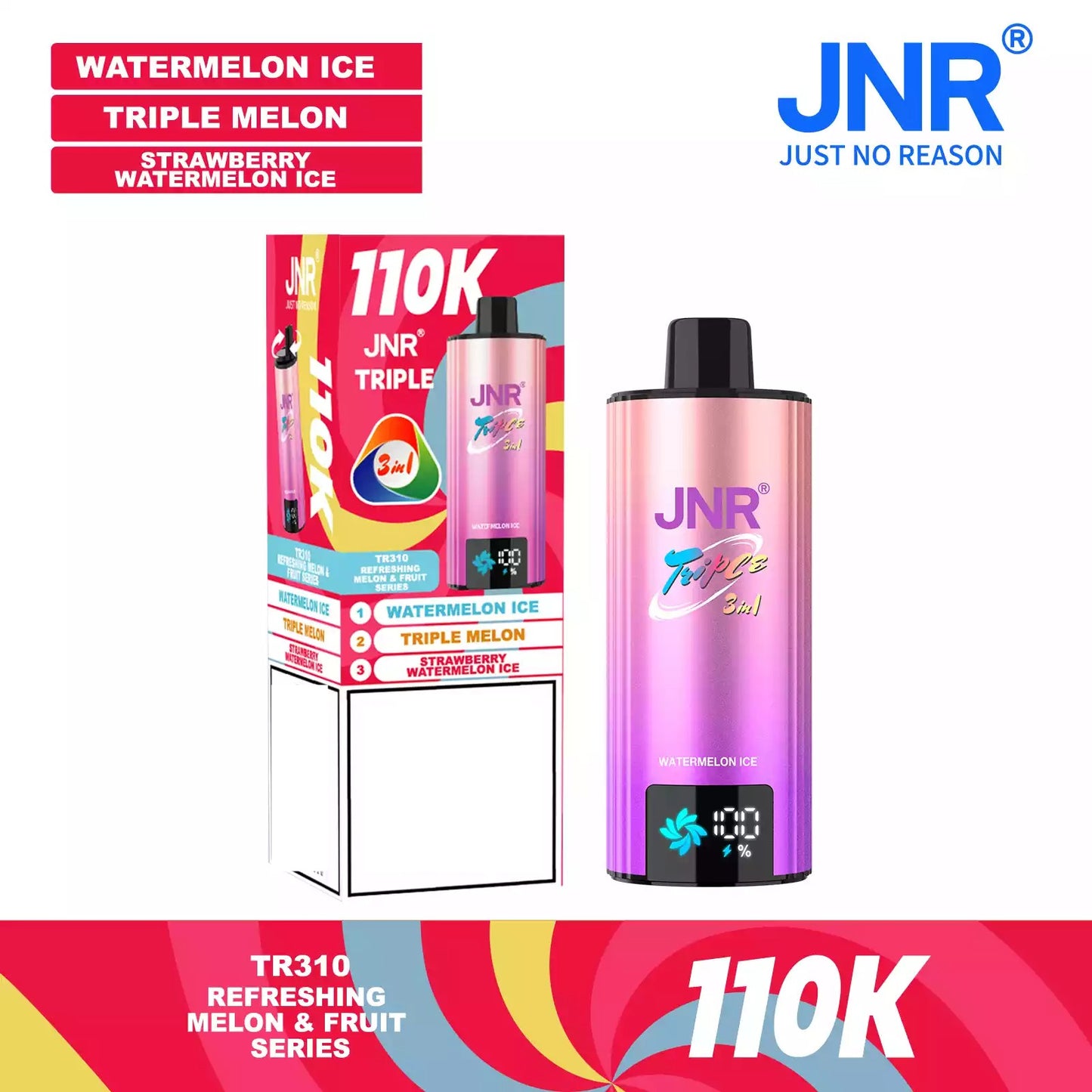 JNR TRIPLE 3 IN 1 110000 Puffs 3 Separate Adjustable Dual Mesh Coil Disposable Vape Wholesale Bulk Buy