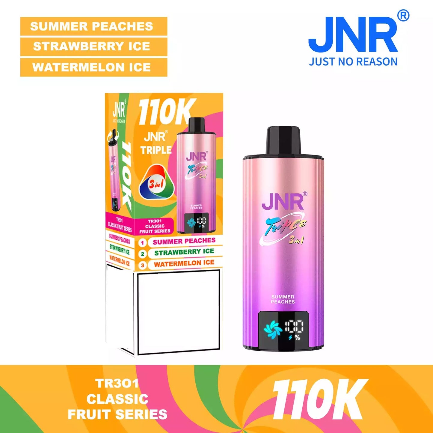 JNR TRIPLE 3 IN 1 110000 Puffs 3 Separate Adjustable Dual Mesh Coil Disposable Vape Wholesale Bulk Buy