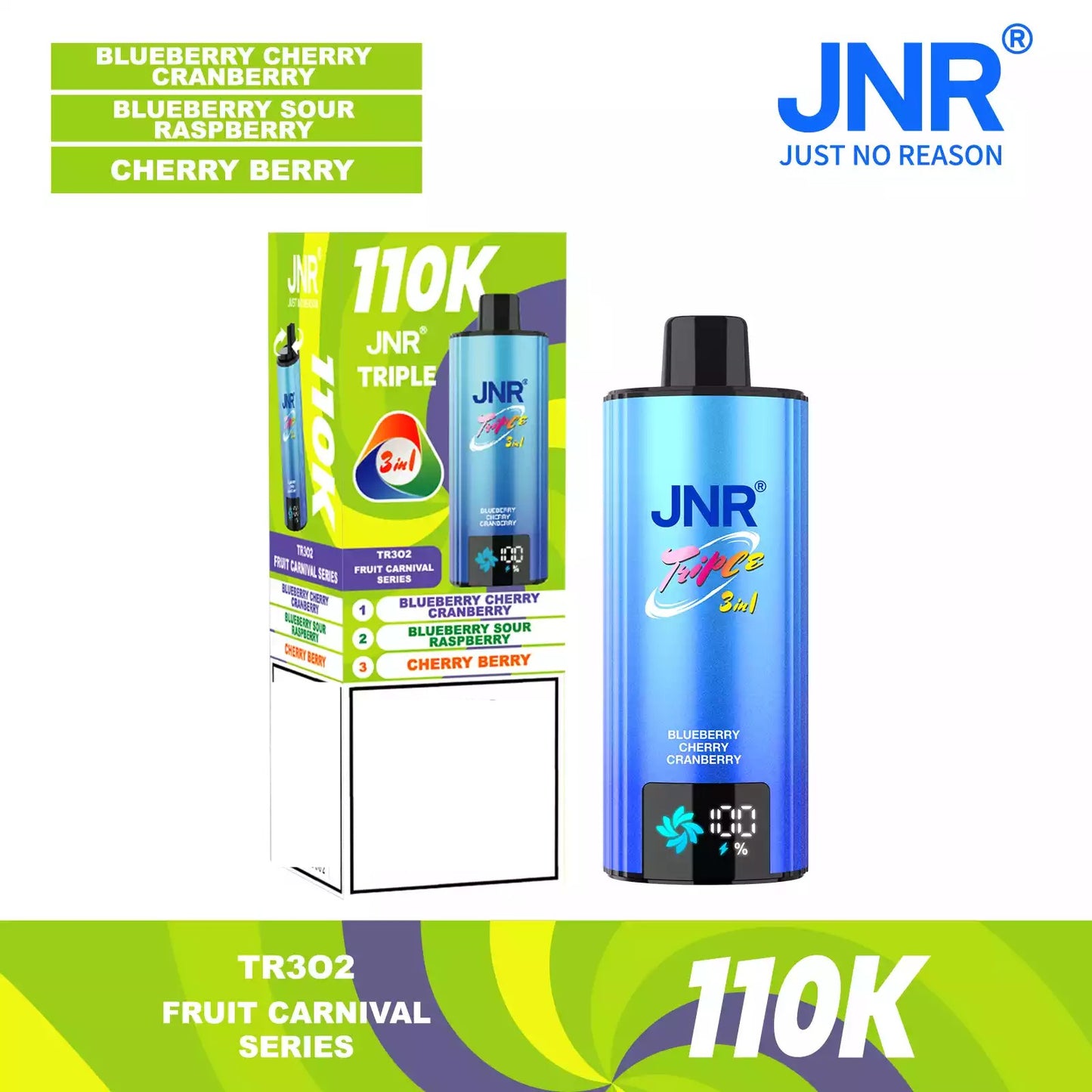 JNR TRIPLE 3 IN 1 110000 Puffs 3 Separate Adjustable Dual Mesh Coil Disposable Vape Wholesale Bulk Buy