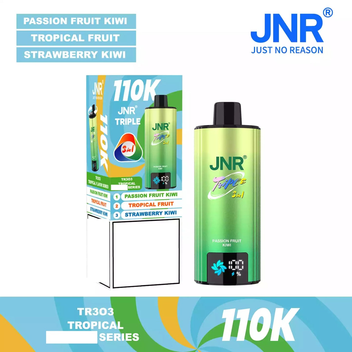 JNR TRIPLE 3 IN 1 110000 Puffs 3 Separate Adjustable Dual Mesh Coil Disposable Vape Wholesale Bulk Buy