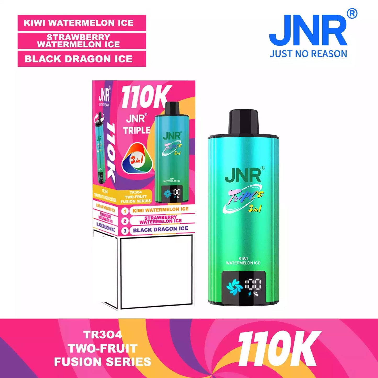 JNR TRIPLE 3 IN 1 110000 Puffs 3 Separate Adjustable Dual Mesh Coil Disposable Vape Wholesale Bulk Buy