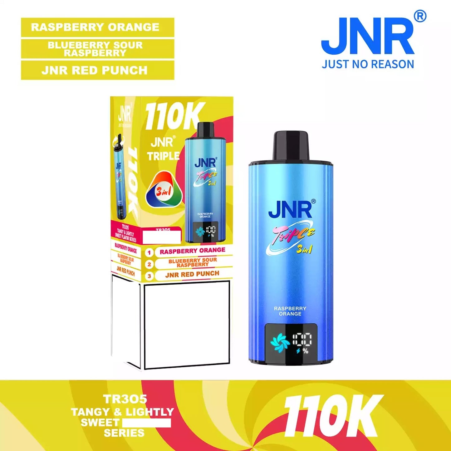 JNR TRIPLE 3 IN 1 110000 Puffs 3 Separate Adjustable Dual Mesh Coil Disposable Vape Wholesale Bulk Buy