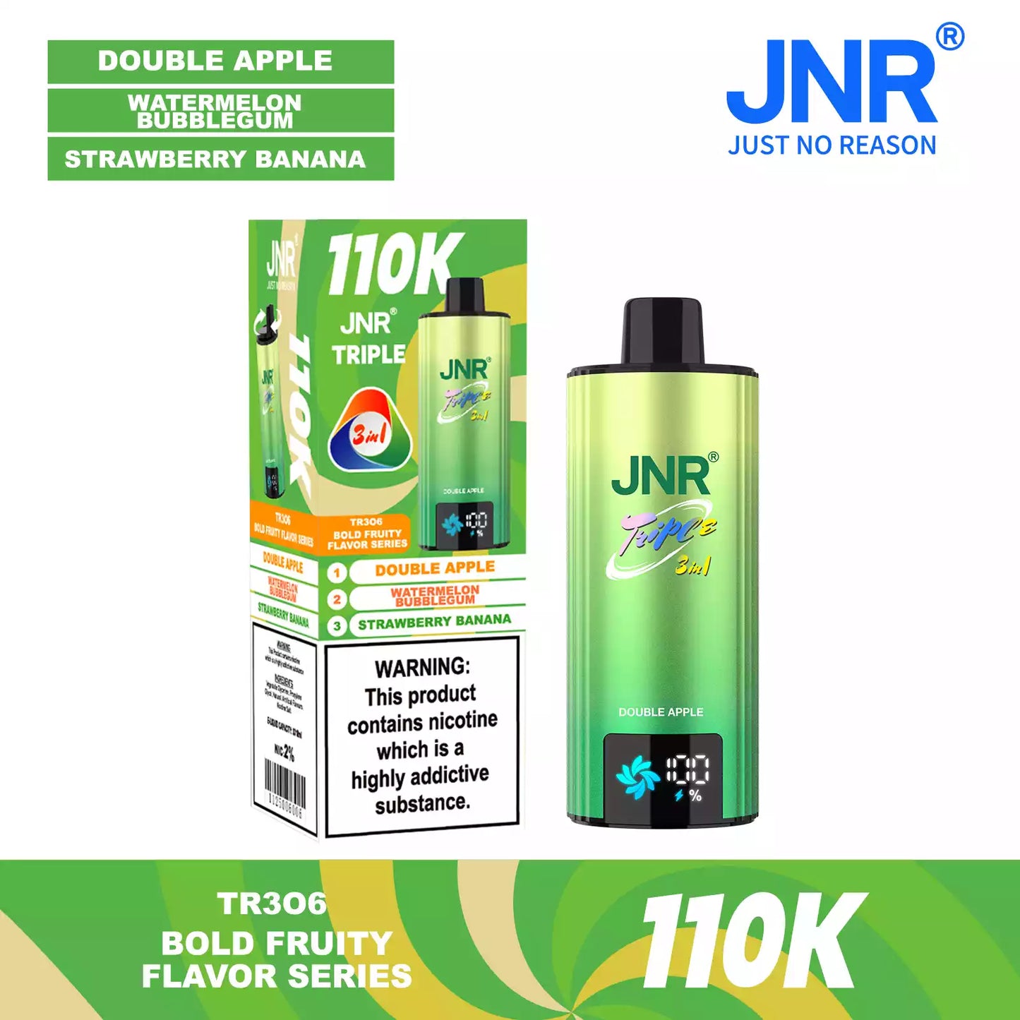 JNR TRIPLE 3 IN 1 110000 Puffs 3 Separate Adjustable Dual Mesh Coil Disposable Vape Wholesale Bulk Buy