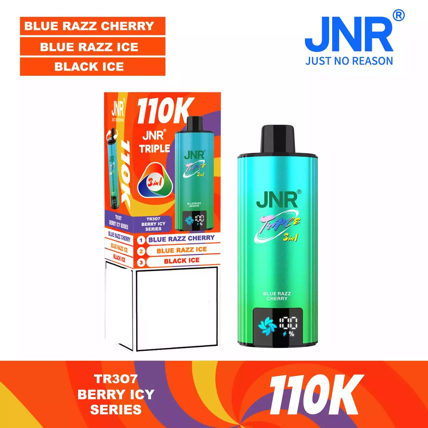 JNR TRIPLE 3 IN 1 110000 Puffs 3 Separate Adjustable Dual Mesh Coil Disposable Vape Wholesale Bulk Buy