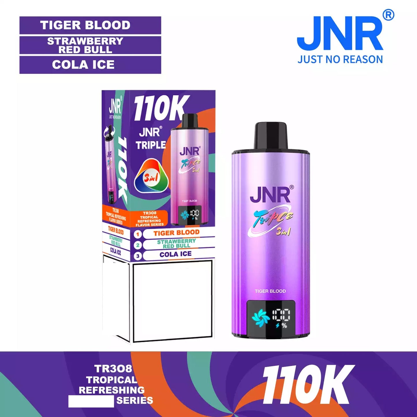 JNR TRIPLE 3 IN 1 110000 Puffs 3 Separate Adjustable Dual Mesh Coil Disposable Vape Wholesale Bulk Buy