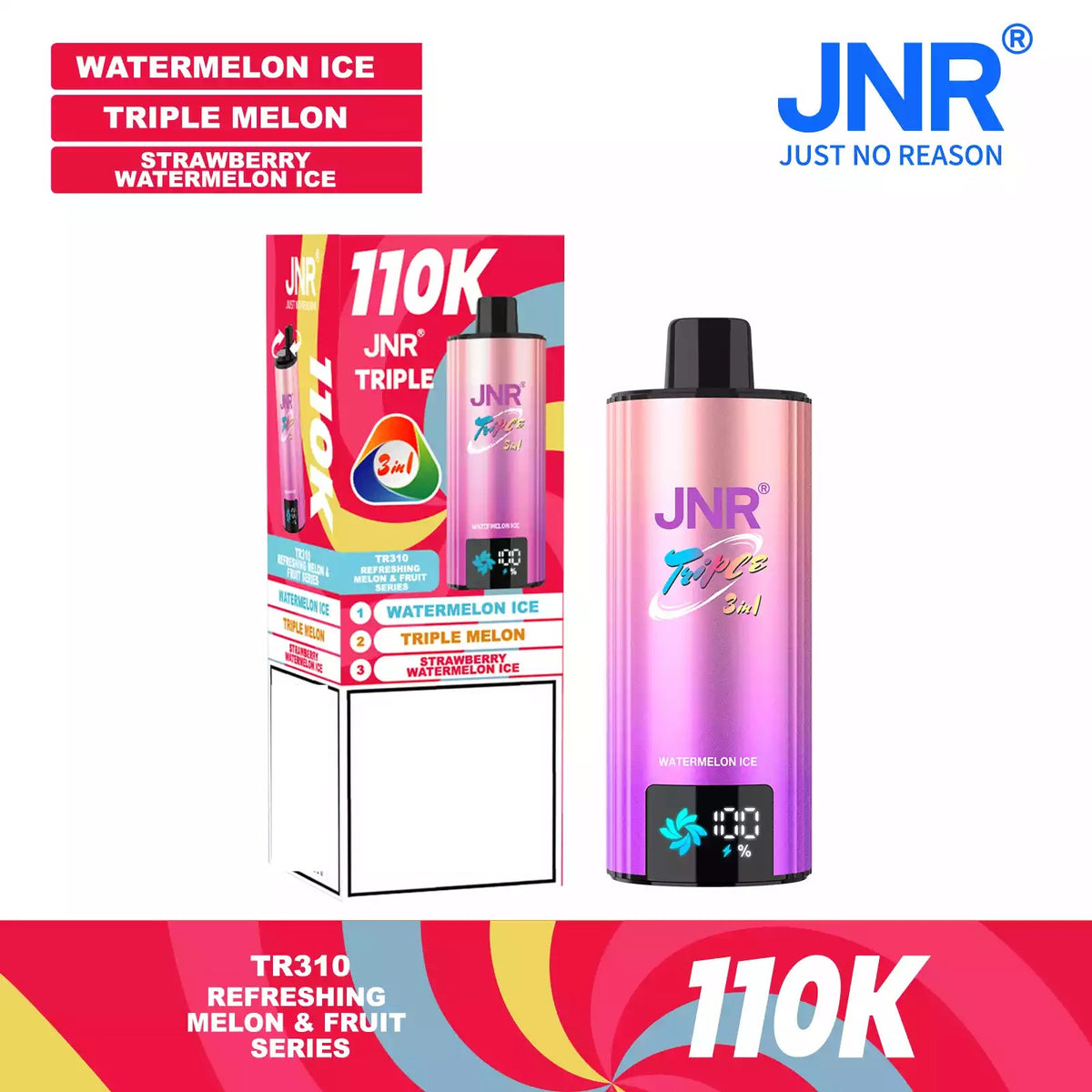 JNR TRIPLE 3 IN 1 110000 Puffs 3 Separate Adjustable Dual Mesh Coil Disposable Vape Wholesale Bulk Buy