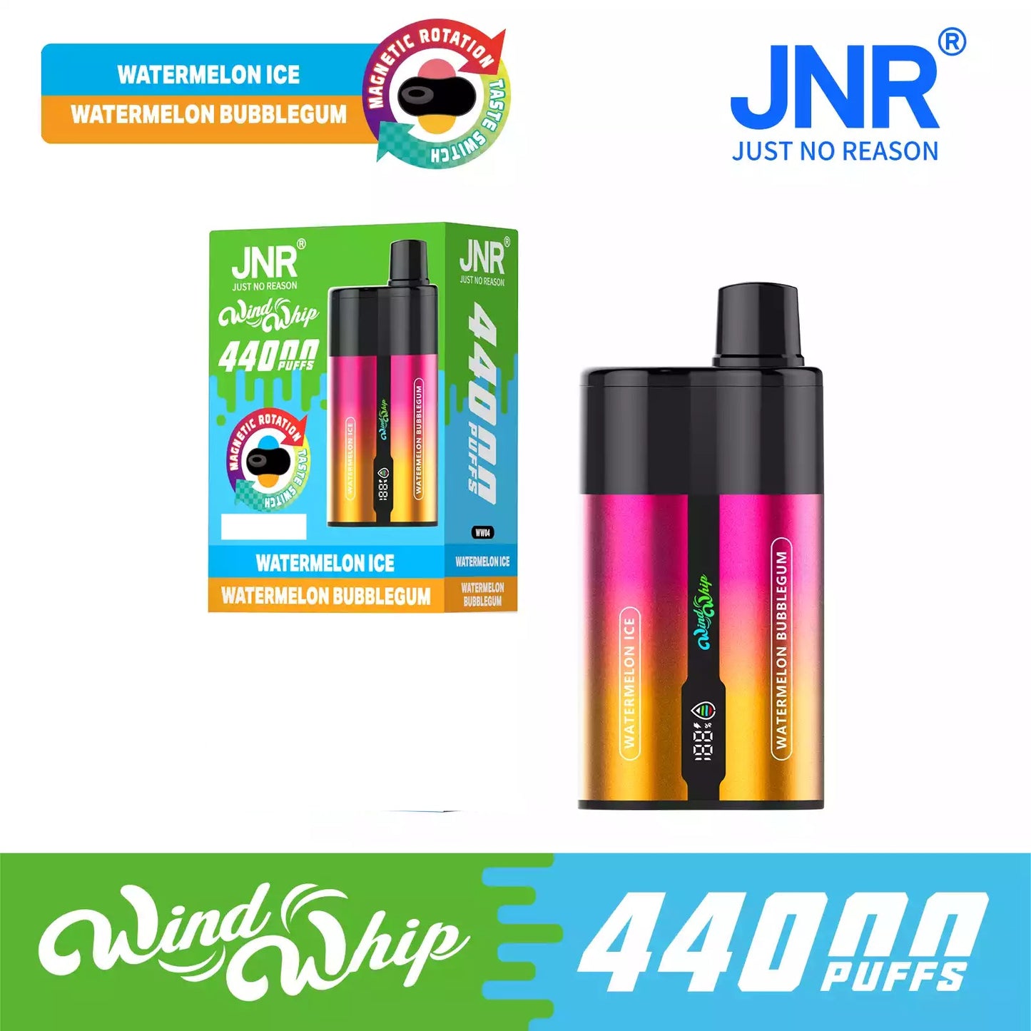 JNR WIND WHIP 44K 44000 Puffs Type C Fast Charge Smart Screen Rechargeable Disposable Vape Wholesale Bulk Buy