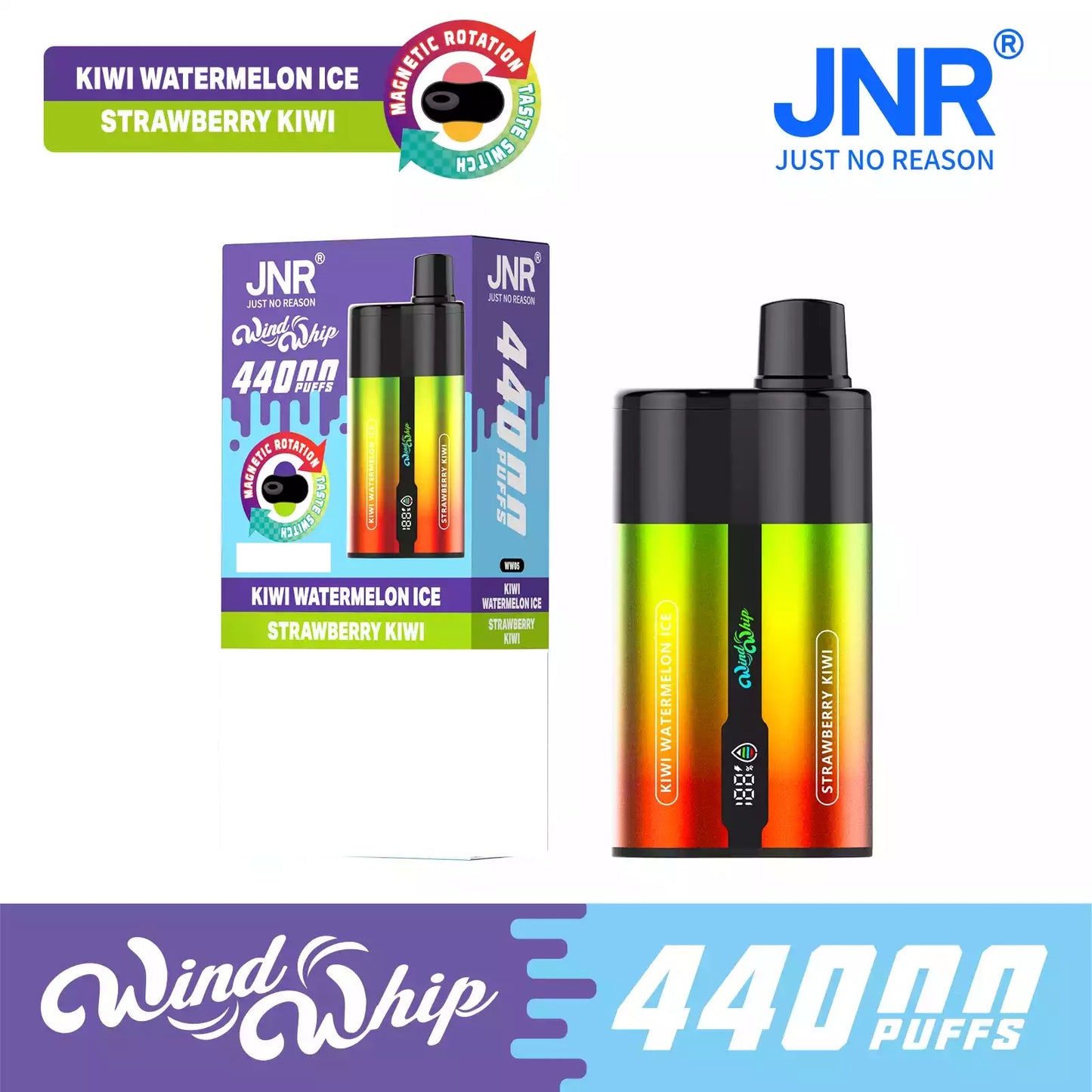 JNR WIND WHIP 44K 44000 Puffs Type C Fast Charge Smart Screen Rechargeable Disposable Vape Wholesale Bulk Buy