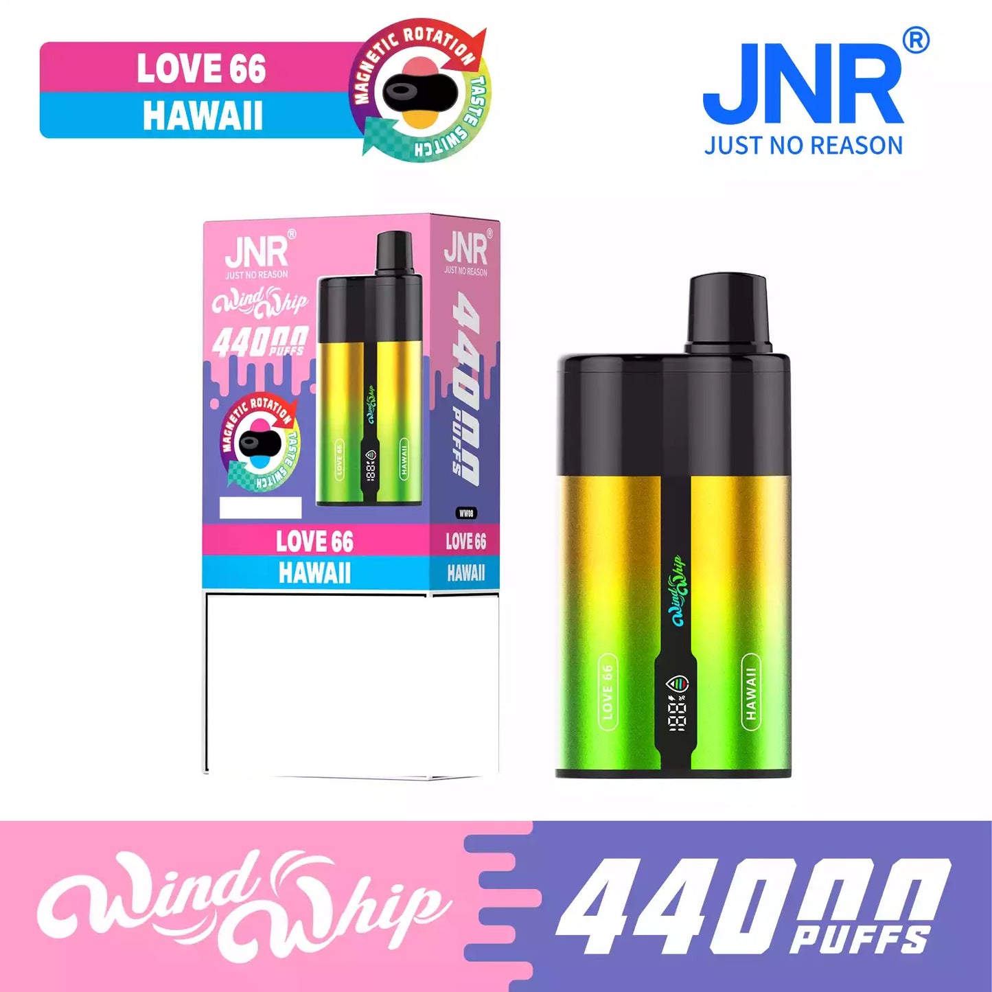 JNR WIND WHIP 44K 44000 Puffs Type C Fast Charge Smart Screen Rechargeable Disposable Vape Wholesale Bulk Buy