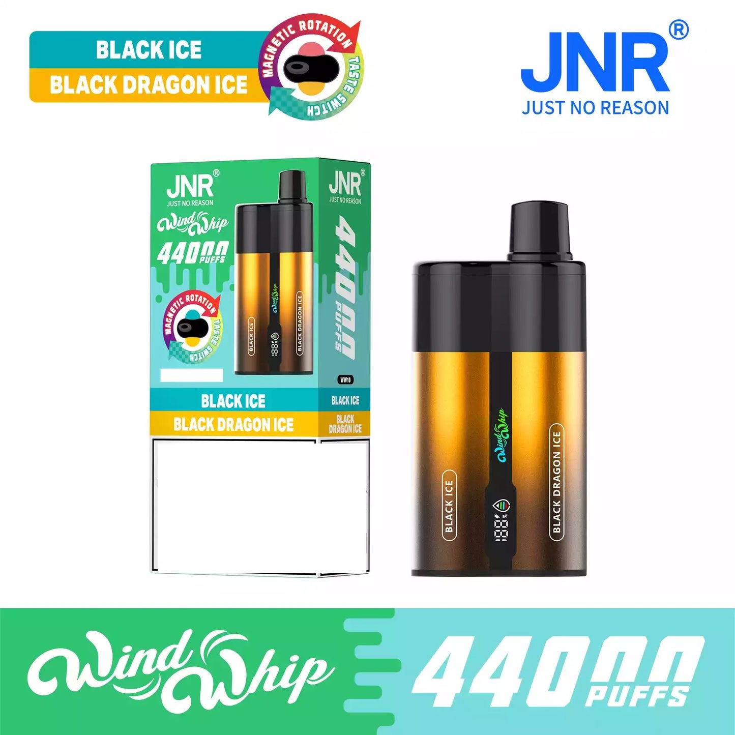 JNR WIND WHIP 44K 44000 Puffs Type C Fast Charge Smart Screen Rechargeable Disposable Vape Wholesale Bulk Buy