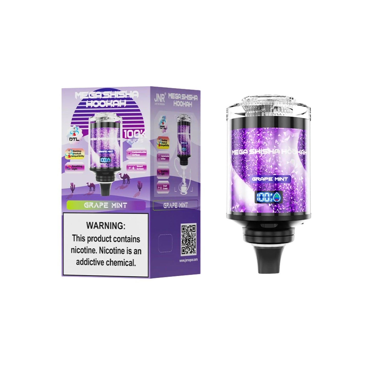 JNR Mega Shisha Hookah 100K Disposable Vape  2% Nicotine Salt 60ML  2200mAh  11 Flavors in sales