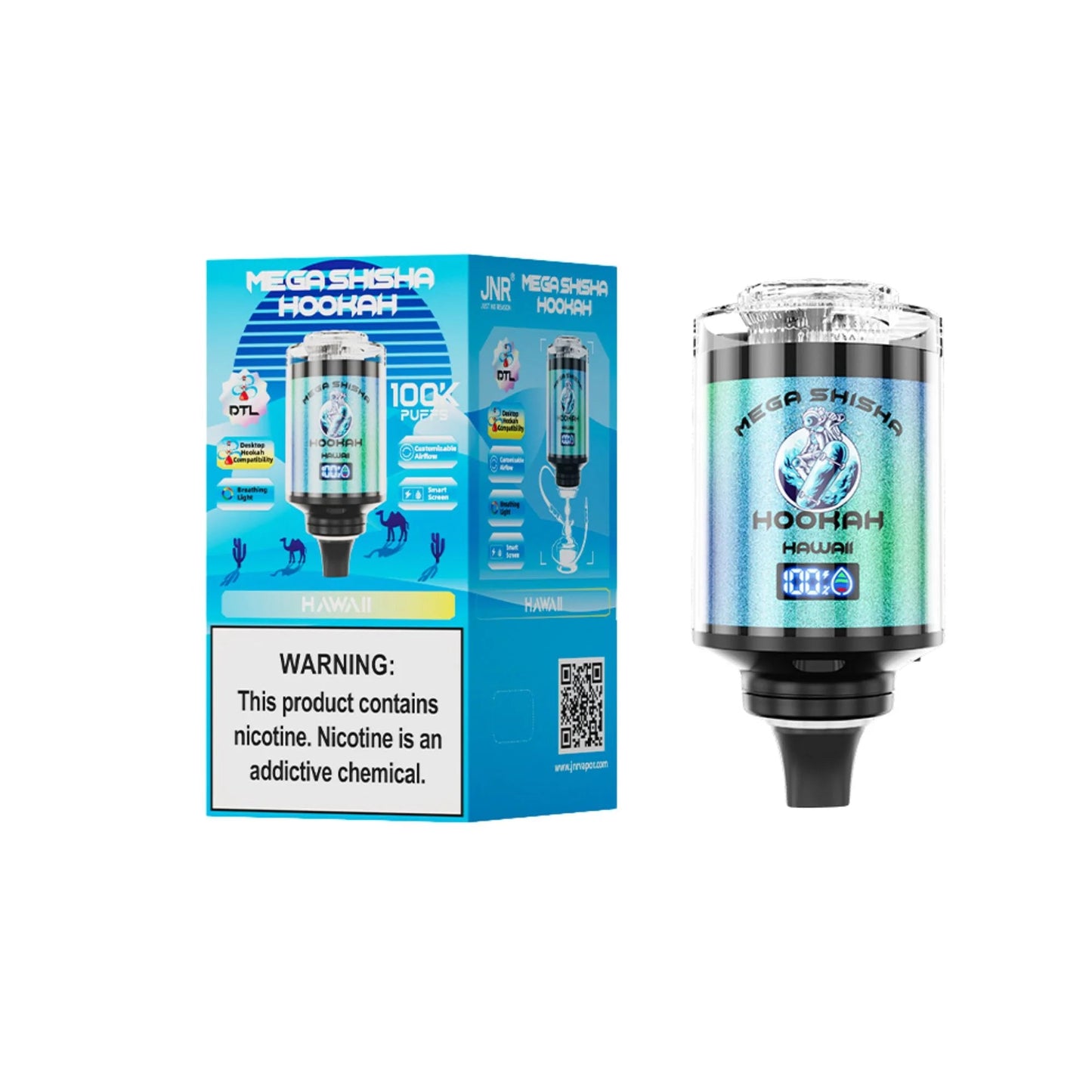 JNR Mega Shisha Hookah 100K Disposable Vape  2% Nicotine Salt 60ML  2200mAh  11 Flavors in sales