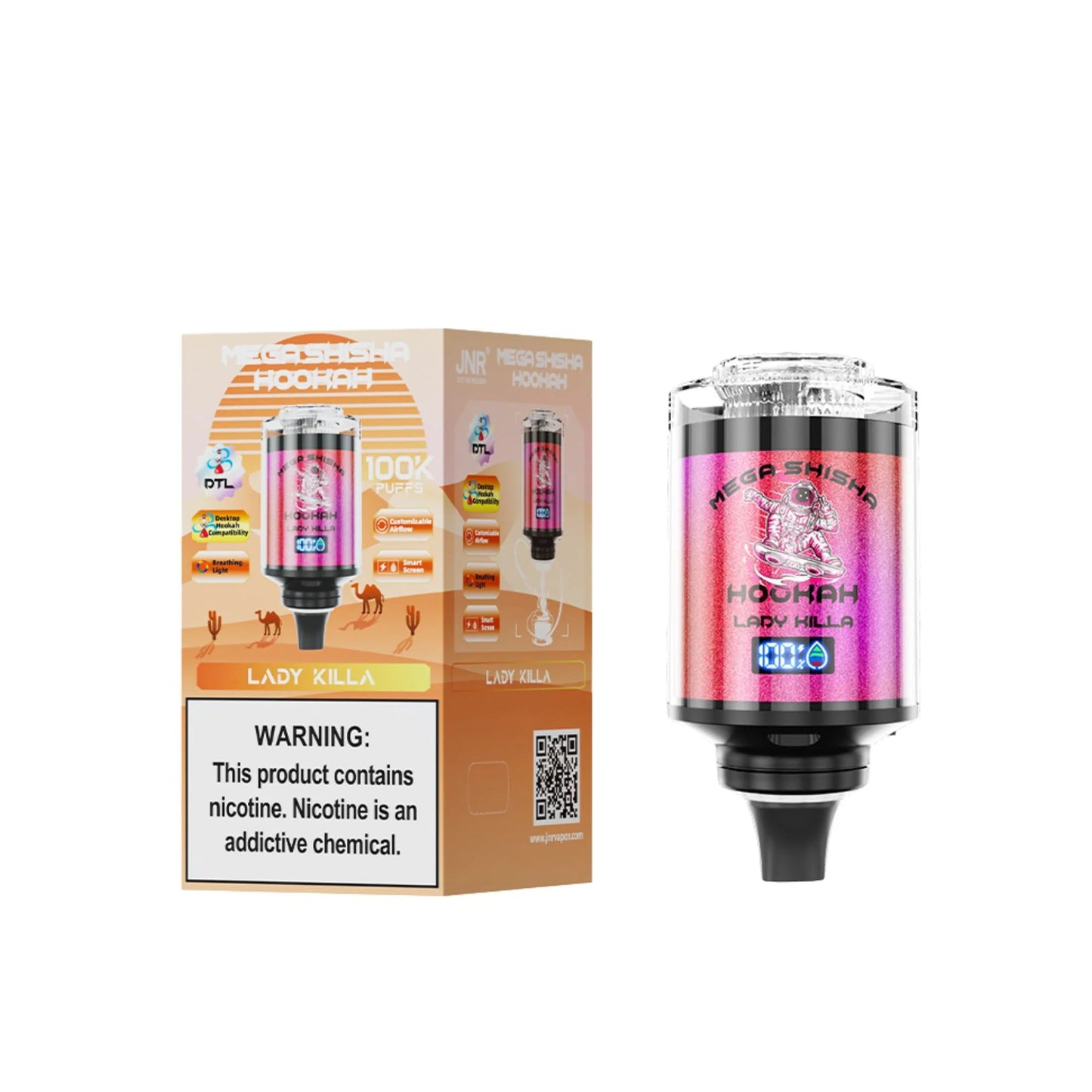 JNR Mega Shisha Hookah 100K Disposable Vape  2% Nicotine Salt 60ML  2200mAh  11 Flavors in sales