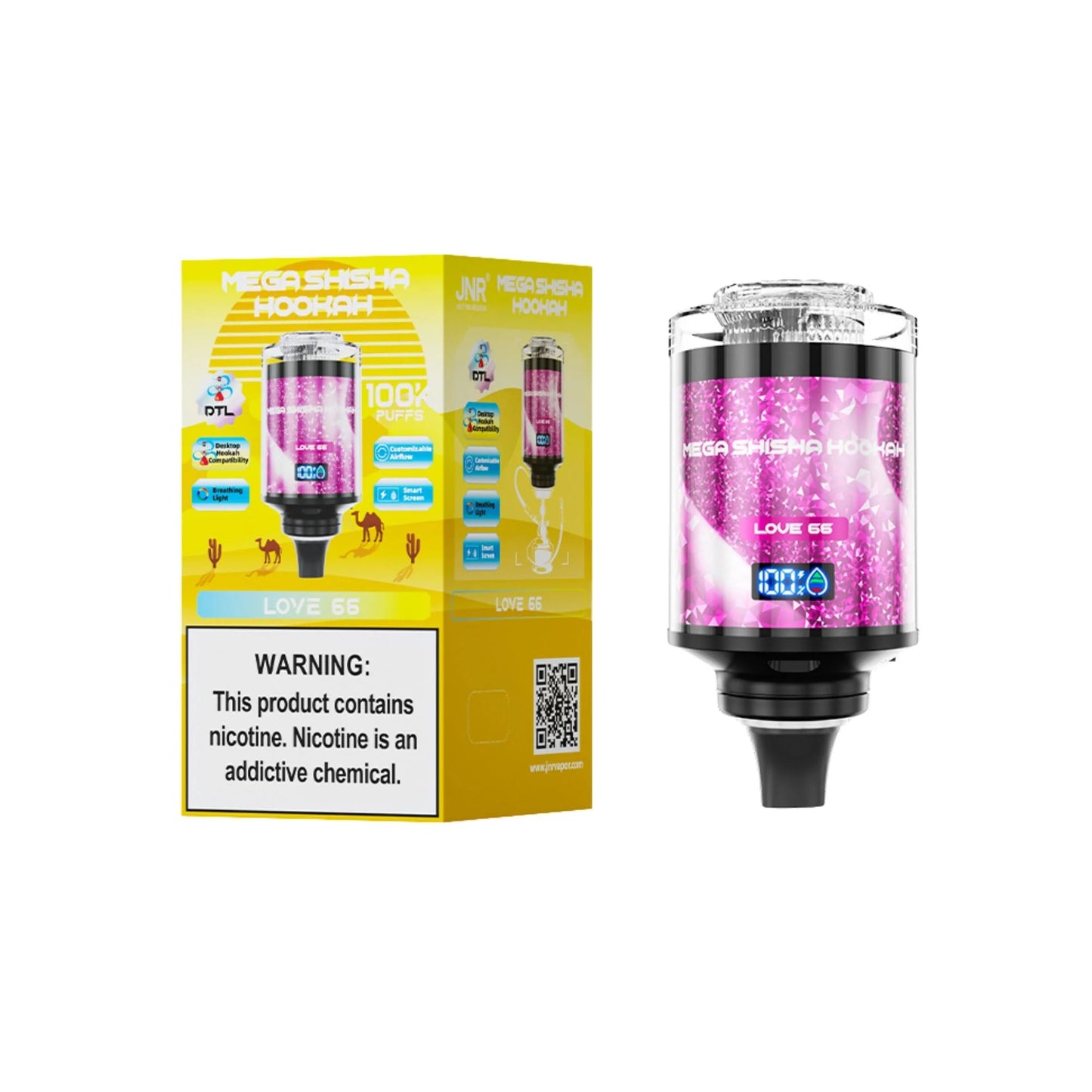 JNR Mega Shisha Hookah 100K Einweg-E-Zigarette mit 2 % Nikotinsalz, 60 ml Tankvolumen, 2200 mAh Akku, 11 Geschmacksrichtungen im Angebot 