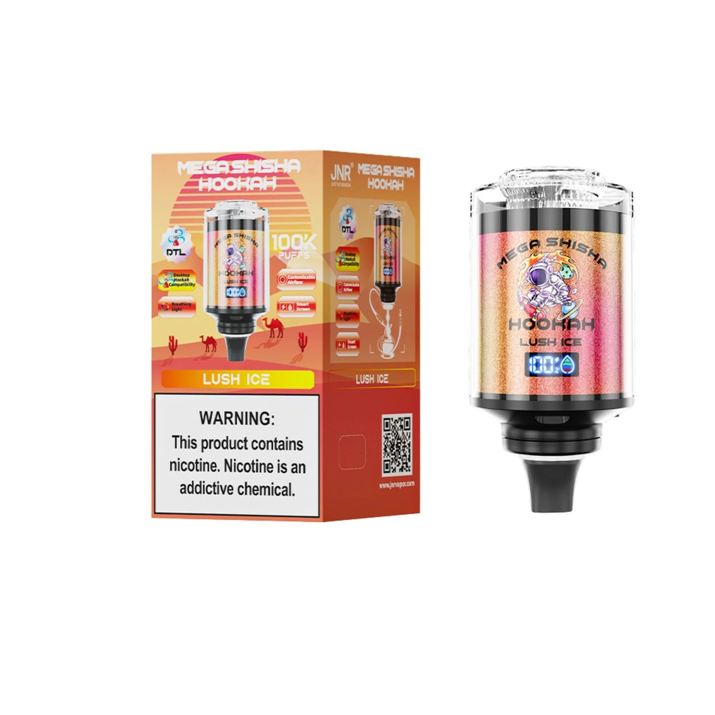 JNR Mega Shisha Hookah 100K Disposable Vape  2% Nicotine Salt 60ML  2200mAh  11 Flavors in sales