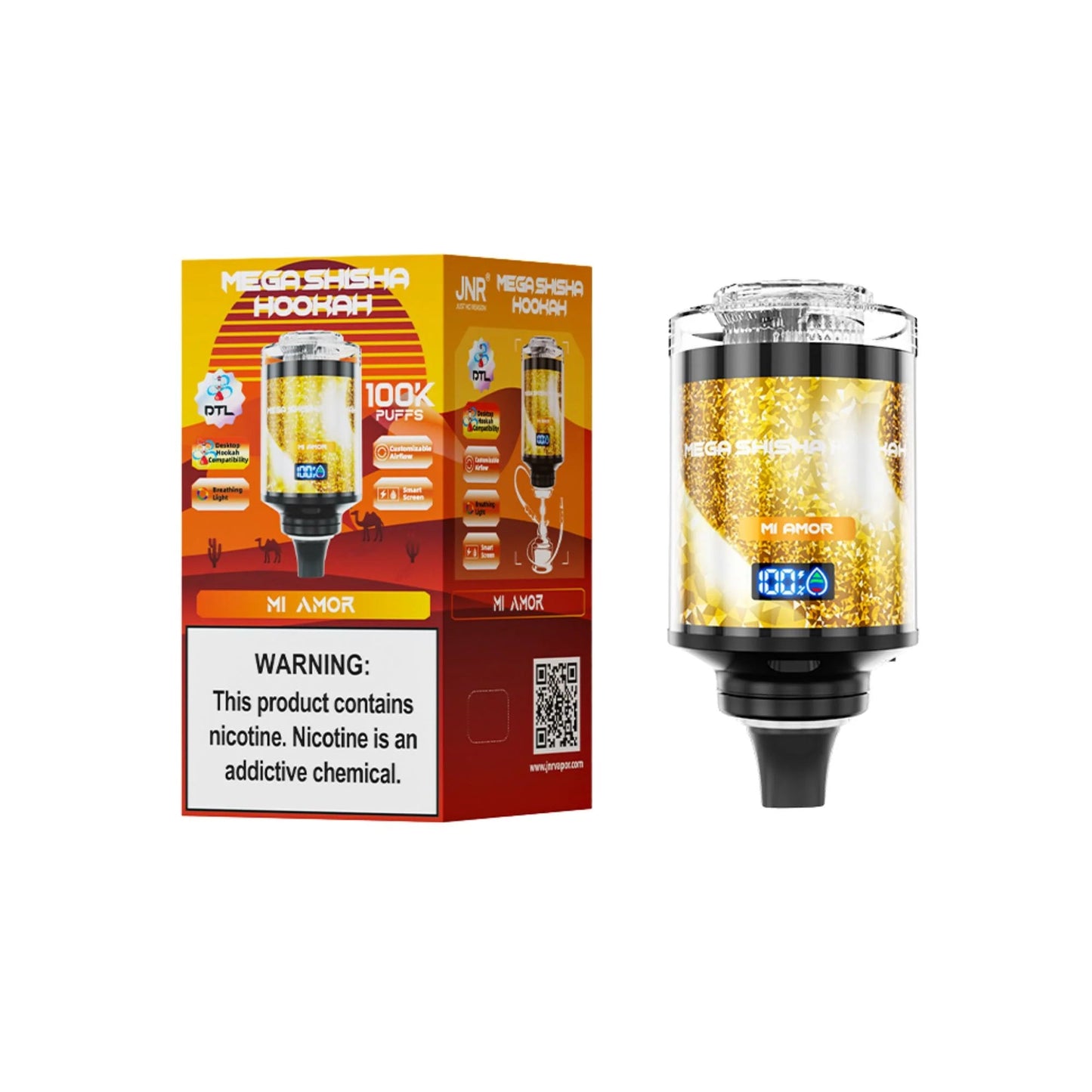 JNR Mega Shisha Hookah 100K Disposable Vape  2% Nicotine Salt 60ML  2200mAh  11 Flavors in sales