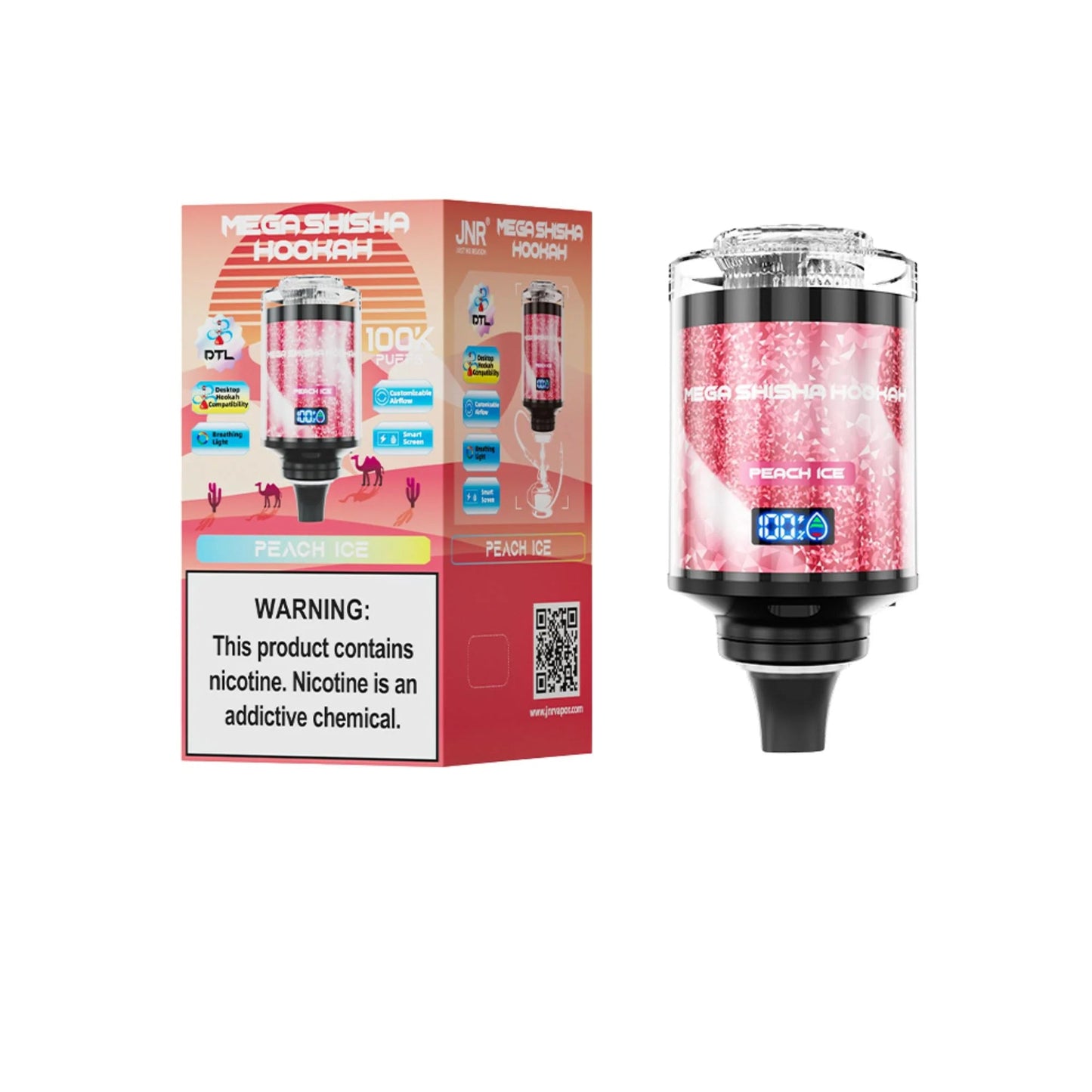 JNR Mega Shisha Hookah 100K Einweg-E-Zigarette mit 2 % Nikotinsalz, 60 ml Tankvolumen, 2200 mAh Akku, 11 Geschmacksrichtungen im Angebot 