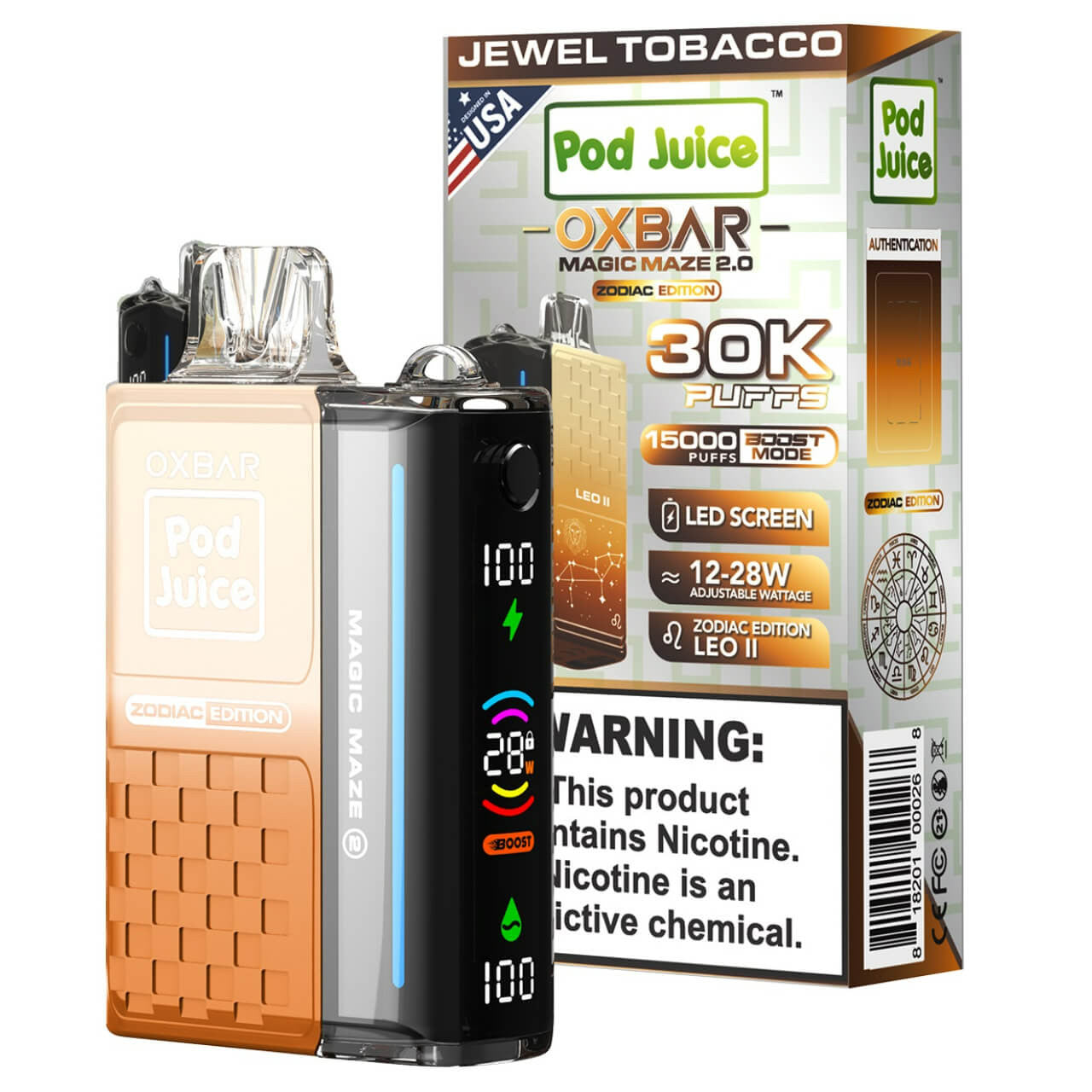 Jewel Tobacco Oxbar Magic Maze 2.0 Pod Juice 30K