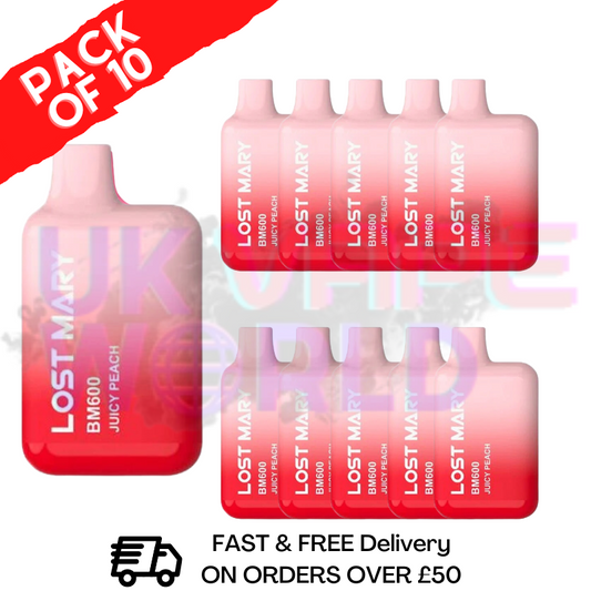 Saftiger Pfirsich Bloody Mary, 600 Puffs, 10er-Packung