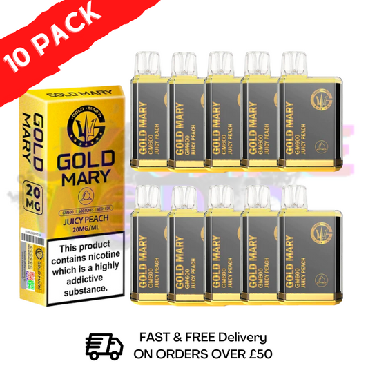 Saftiger Pfirsich - Gold Mary 600 Puffs, 10er-Packung