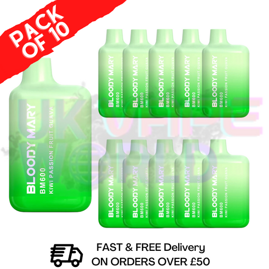 Kiwi-Passionsfrucht-Guave – Bloody Mary (600 Puffs, 10er-Packung)