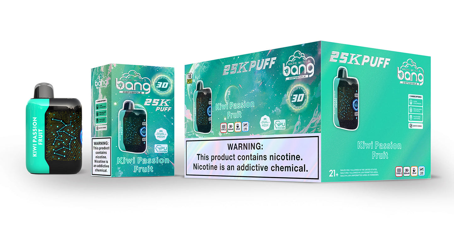 Bang starry 25000 puffs Disposable Vape-850mAh Battery. 30ml E-liquid. Multiple Nicotine 16 Flavors