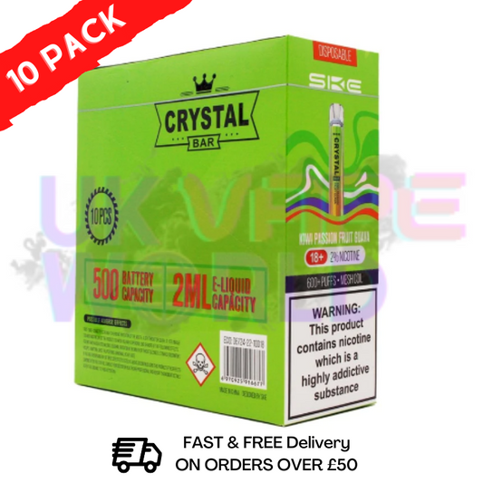 Kiwi-Passionsfrucht-Guave - Crystal Bar Puffs 600 SKE, 10er-Packung - 26,99 £