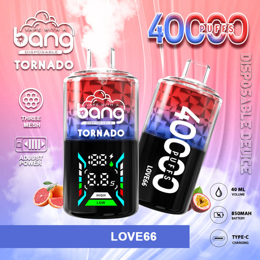Bang Tornado 40000 Puffs Disposable Vape – 850mAh Battery. 40ml E-liquid. Multiple Nicotine 12 Flavors