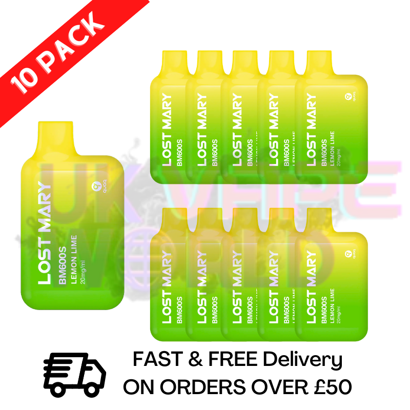 Lemon Lime Lost Mary 600 Puff Bars Pack Of 10 (NEW)