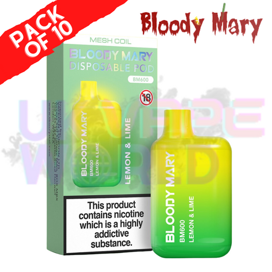 Lemon Lime - Bloody Mary CRYSTAL 600Puffs, 10er-Packung
