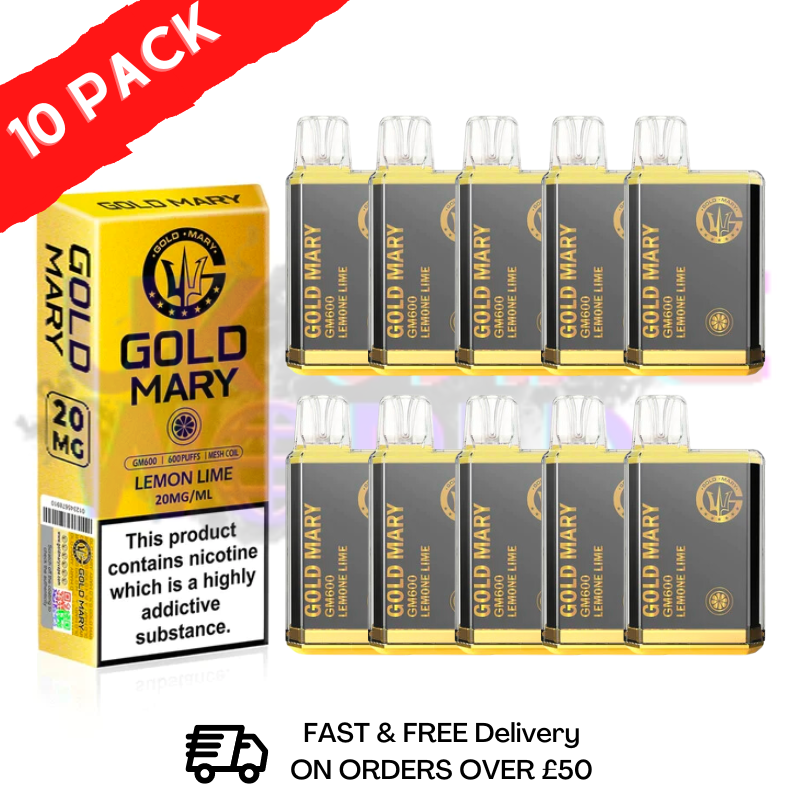 Lemon Lime - Gold Mary 600Puffs, 10er-Packung