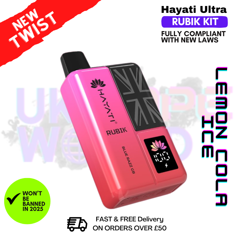 Lemon Cola ICE Hayati Rubik 7000 Puff 7K Riegel