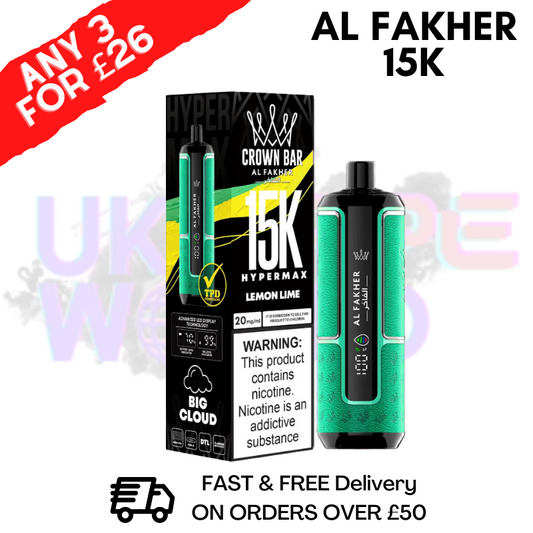 Lemon Lime Al Fakher HyperMax 15k Puff | ANY 3 FOR £26