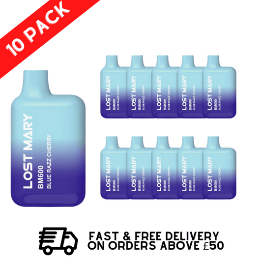 Blue Razz Cherry (NEU) - Lost Mary 600 Puff Bars, 10er-Packung, BM600 Einweg-E-Zigaretten