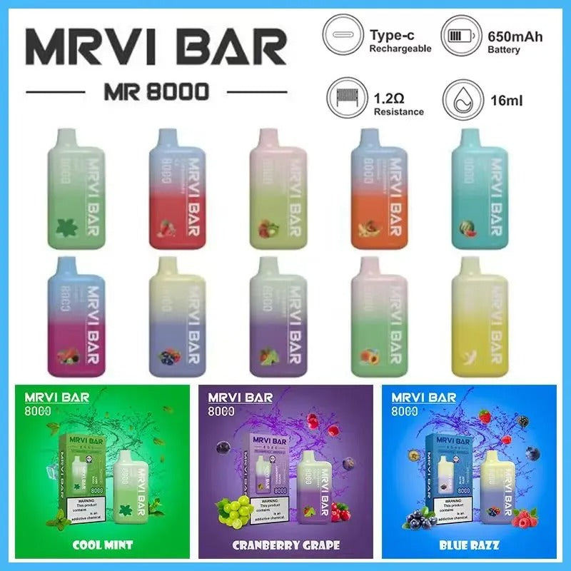 MRVI Bar Mr8000 Puffs Bulk Buy Rechargeable Disposable Vapes Wholesale