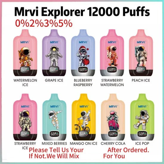 MRVI Explorer 12000 Puffs Digital Screen Bulk Buy Rechargeable Disposable Vapes Wholesale