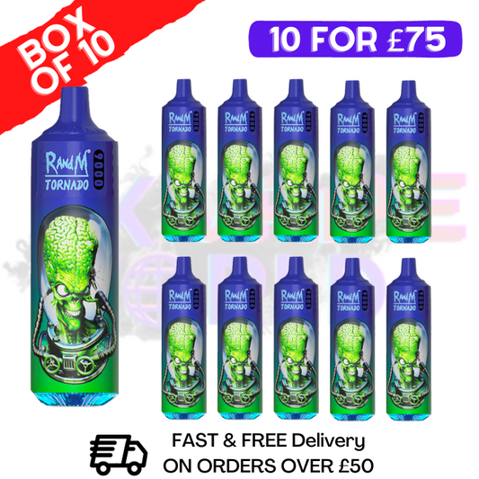 MR Blue 9K Tornado 9000 Puff Bar R und M 10er-Pack - 74,99 £