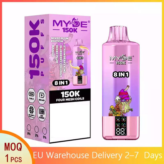 MYDE 8 IN 1 150K 150000 Puffs Bulk Buy Disposable Vape European Warehouse Delivery Wholesale