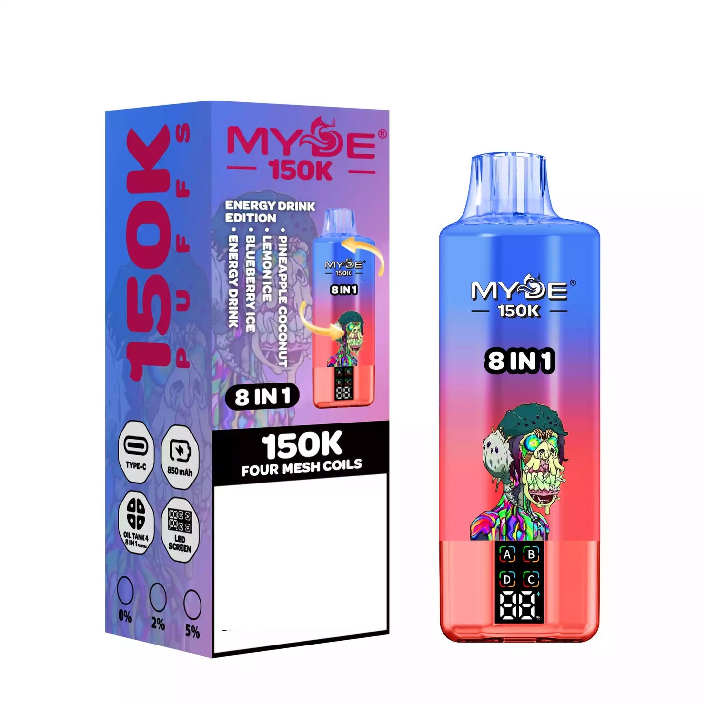 MYDE 8 IN 1 150K 150000 Puffs Bulk Buy Disposable Vape European Warehouse Delivery Wholesale