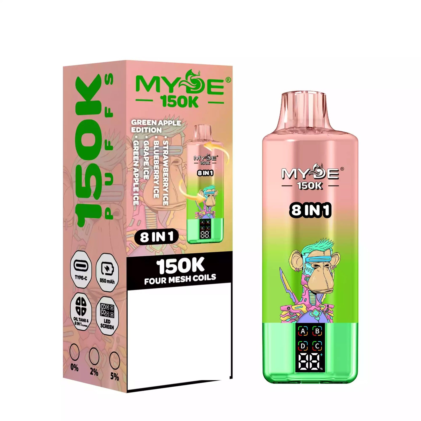 MYDE 8 IN 1 150K 150000 Puffs Bulk Buy Disposable Vape European Warehouse Delivery Wholesale