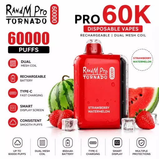 MYDE RANDM PRO TORNADO 60K PRO 60000 Puffs Disposable Vapes Premium Dual Mesh Coil Wholesale Bulk Buy