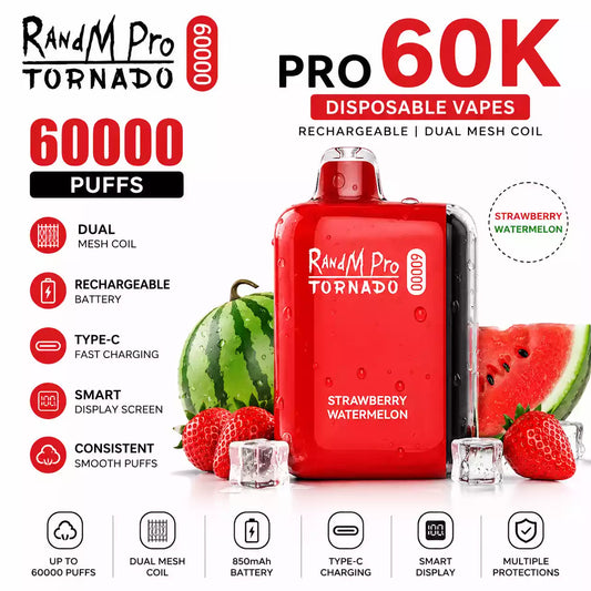 MYDE RANDM PRO TORNADO 60K PRO 60000 Puffs Disposable Vapes Premium Dual Mesh Coil Wholesale Bulk Buy