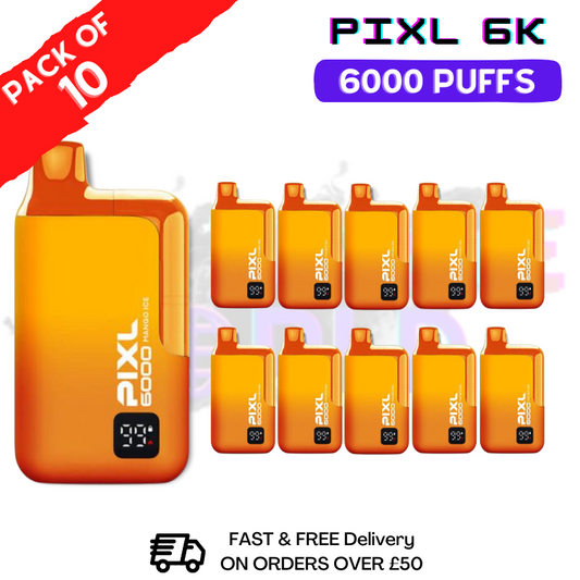 Mango Ice Pixl 6000 6K Puff Box mit 10 Stück - NUR 74,99 £