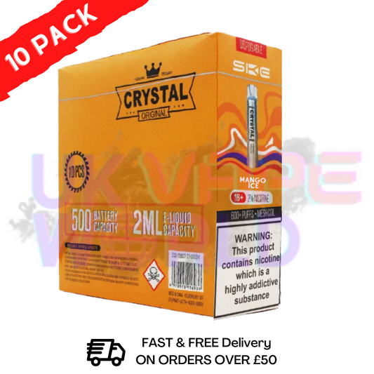 Mango-Eis - Crystal Bar Puffs 600 SKE Schachtel mit 10 Stück - 26,99 £