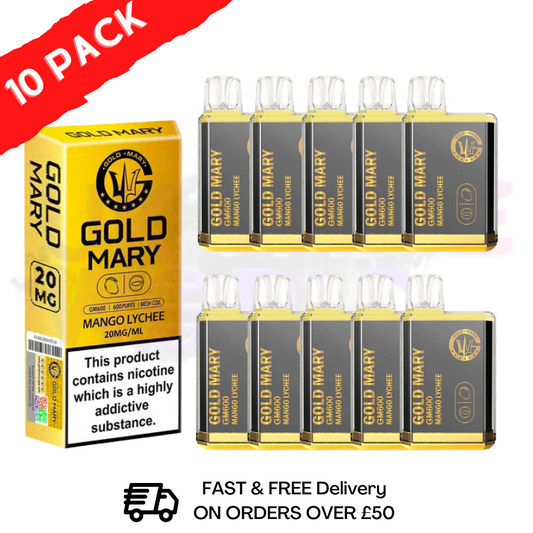 Mango-Litschi – Gold Mary 600 Puff, 10er-Packung