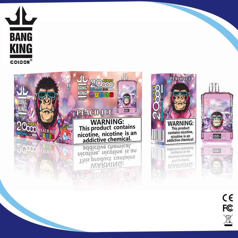 Bang King Box Double Crystal 20000 Puff 20k Display Screen Disposable Electronic Cigarette Vape-850mAh Battery. 40ml E-liquid. Multiple Nicotine 12 Flavors