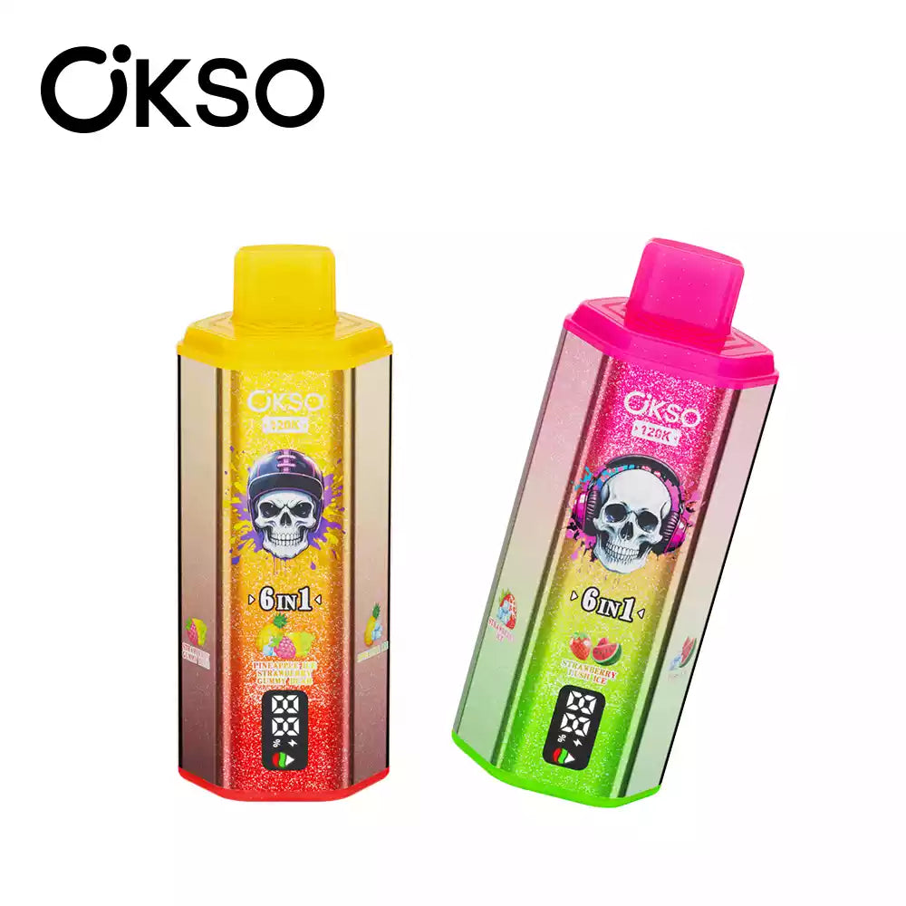 OKSO 6IN1 120k 120000 Puffs Mesh Coil Technology Disposable Vape Wholesale Bulk Buy Multi Options