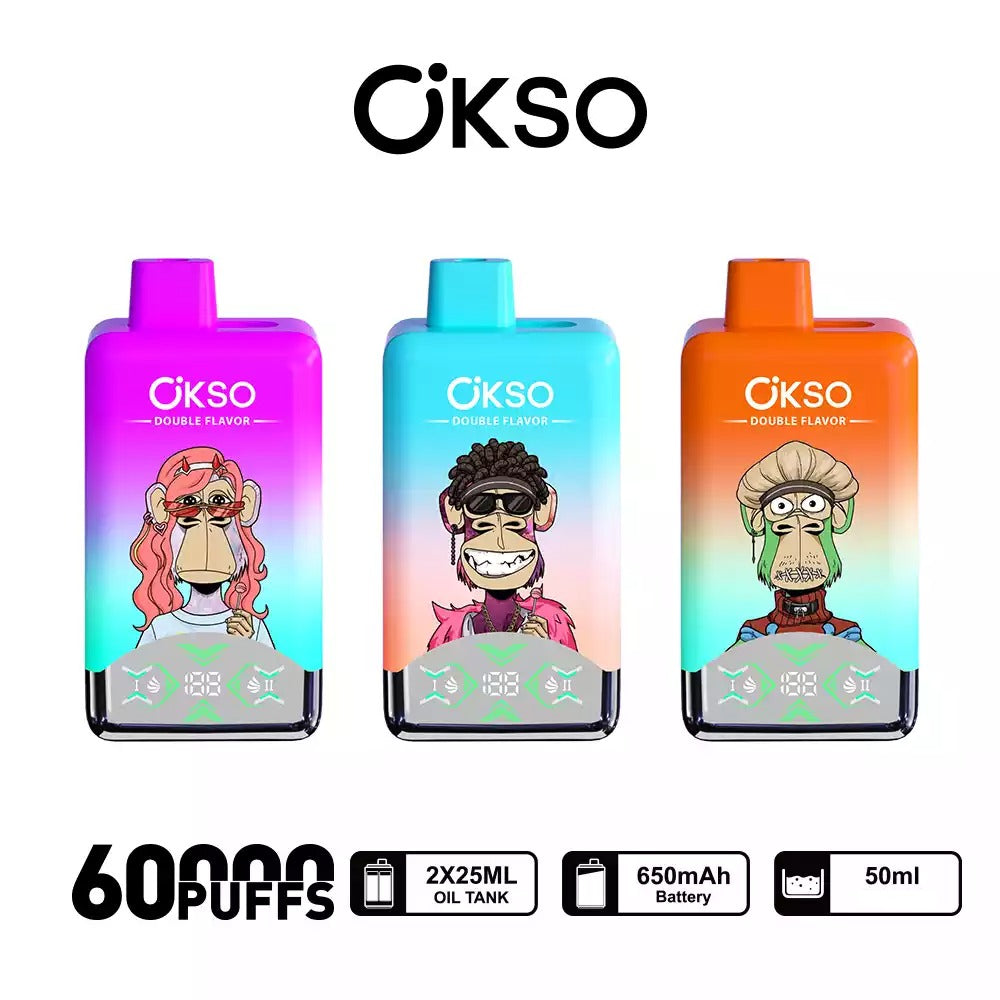OKSO Double Tastes 60000 Puffs LCD Screen Bulk Buy Rechargeable Disposable Vapes Wholesale