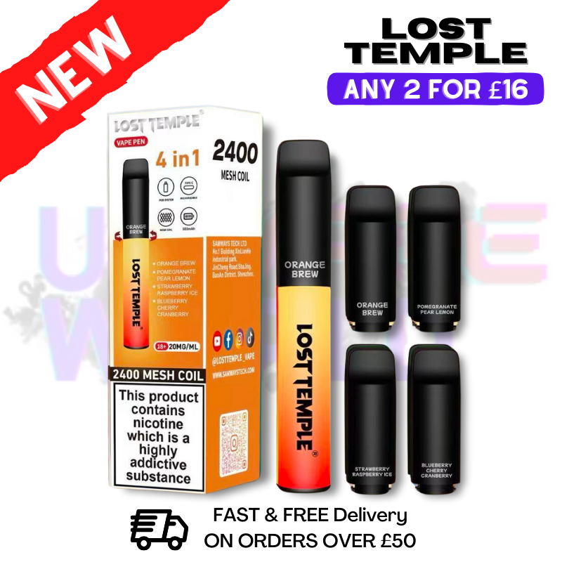 Lost Temple 2400 Puff Bar 4-in-1 Einweg-Vape-Pen-Set